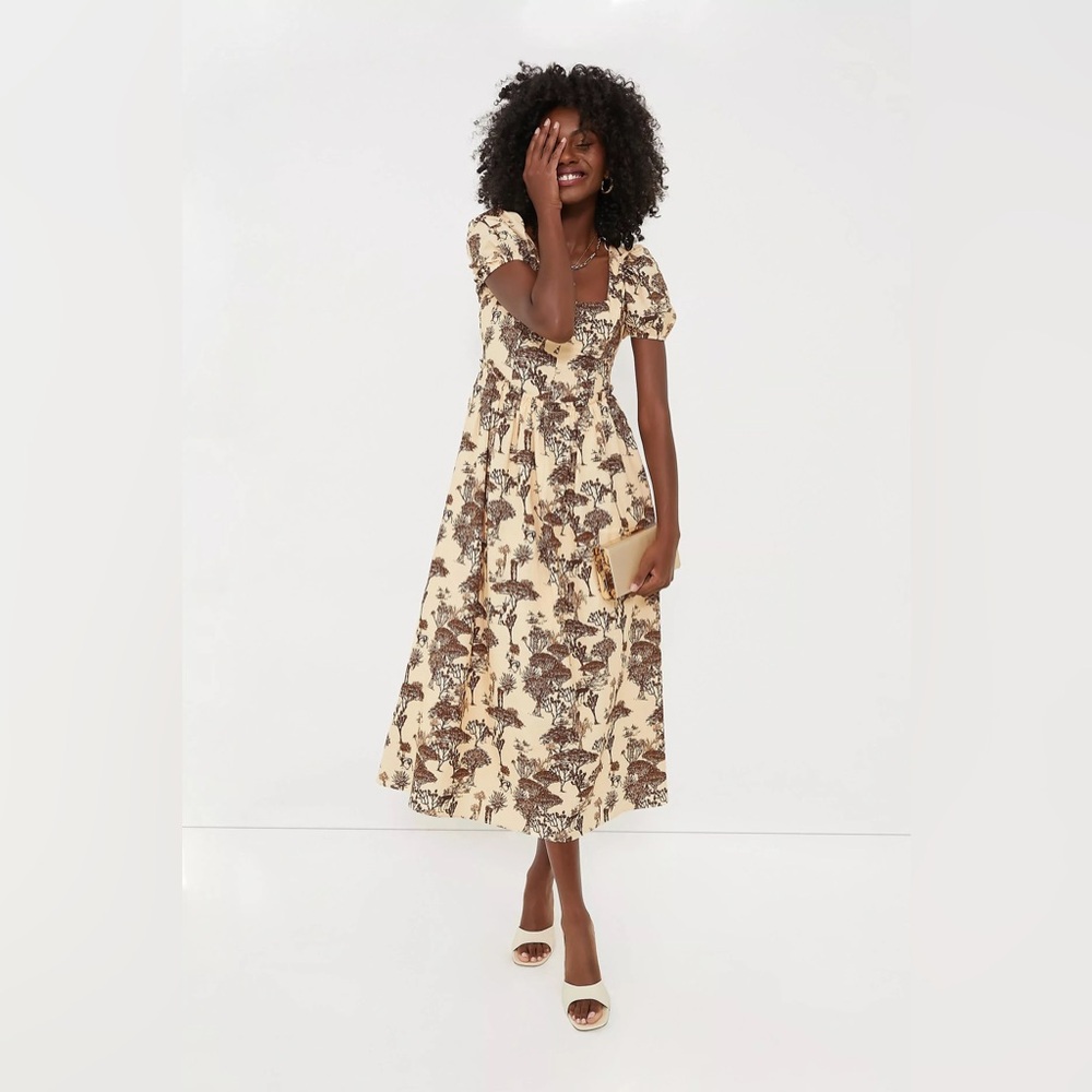 NWT Tuckernuck Hyacinth House Brown Safari Toile Camilla Corset Dress